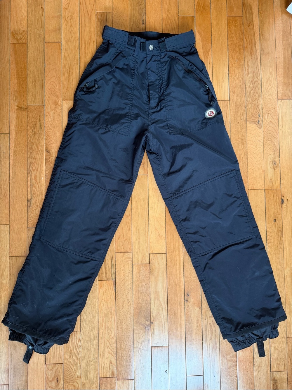 Pirate Brand Vintage 80s Nylon Black Insulated Snow Pants